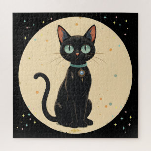 Atomistische futuristische schwarze Katzenmond Puzzle