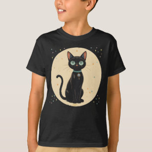 Atomistische futuristische schwarze Katzenmond T-Shirt
