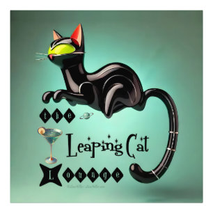 Atomistische futuristische The Leaping Cat Lounge Fotodruck