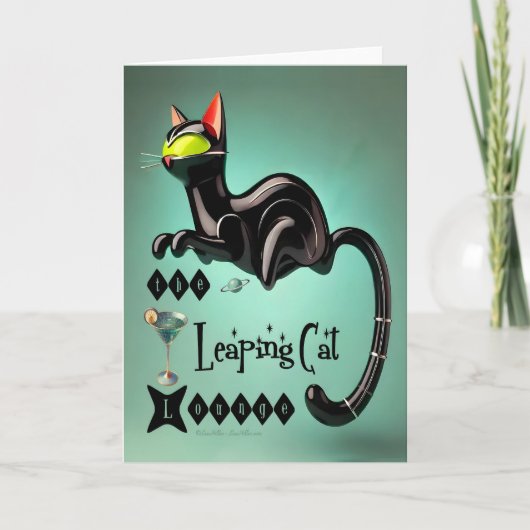Atomistische futuristische The Leaping Cat Lounge Karte (Vorderseite)