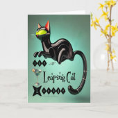 Atomistische futuristische The Leaping Cat Lounge Karte (Gelbe Blume)