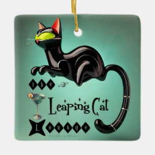 Atomistische futuristische The Leaping Cat Lounge Keramikornament
