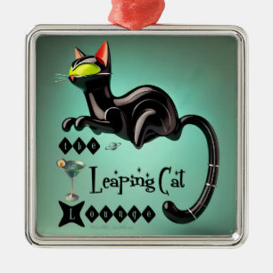 Atomistische futuristische The Leaping Cat Lounge Ornament Aus Metall