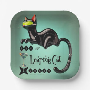 Atomistische futuristische The Leaping Cat Lounge Pappteller