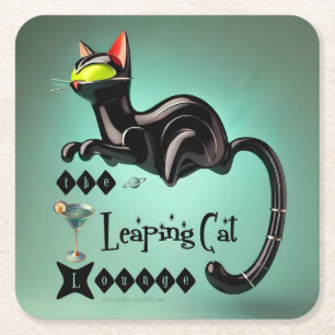 Atomistische futuristische The Leaping Cat Lounge Rechteckiger Pappuntersetzer