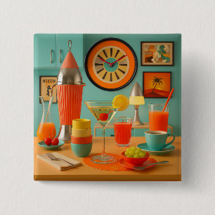 Atomistische Retro-Futuristische Martini-Frühstück Button