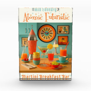 Atomistische Retro-Futuristische-Martini-Frühstück Fotoblock