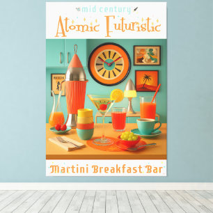 Atomistische Retro-Futuristische Martini Frühstück Leinwanddruck