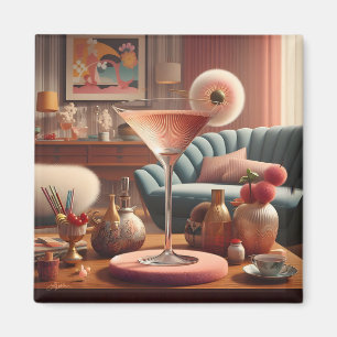 Atomistischer futuristischer Kirschblüten-Martini Magnet
