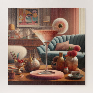 Atomistischer futuristischer Kirschblüten-Martini Puzzle