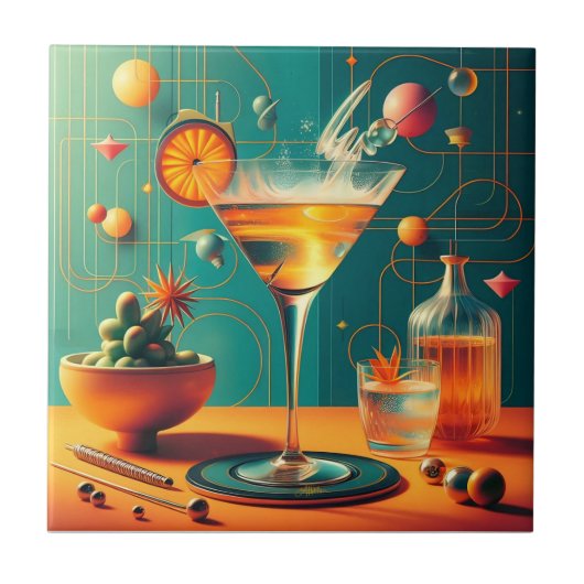 Atomistischer futuristischer kosmischer Sturm Mart Fliese (Vorderseite)