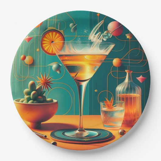 Atomistischer Futuristischer Kosmischer Sturm Mart Pappteller (Vorderseite)