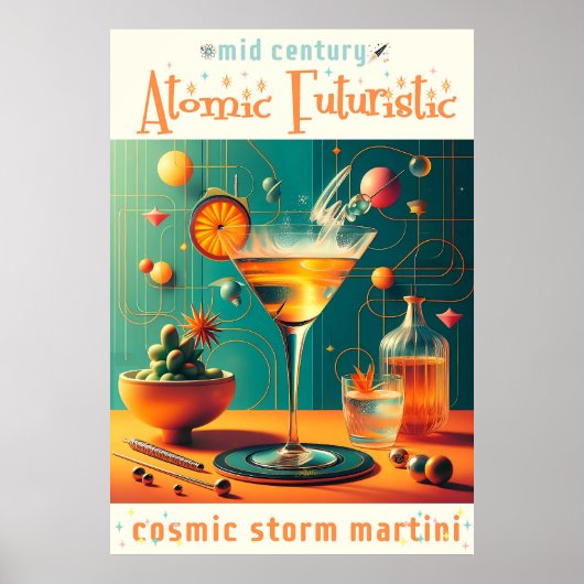 Atomistischer futuristischer kosmischer Sturm Mart Poster (Vorne)