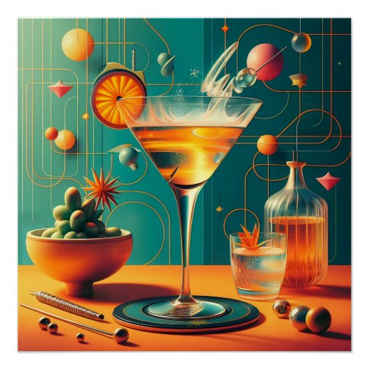 Atomistischer futuristischer kosmischer Sturm Mart Poster (Vorderseite)