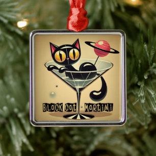 Atomistischer futuristischer Weltraum-Schwarze-Kat Ornament Aus Metall