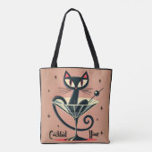 Atomistischer futuristischer Weltraum-Schwarze-Kat Tasche (Rückseite)