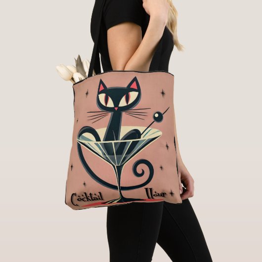 Atomistischer futuristischer Weltraum-Schwarze-Kat Tasche (Von Nahem)