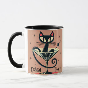 Atomistischer futuristischer Weltraum-Schwarze-Kat Tasse