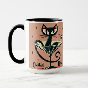 Atomistischer futuristischer Weltraum-Schwarze-Kat Tasse