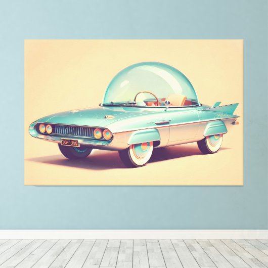 Atomistisches futuristisches Blaster-Bubble-Auto Leinwanddruck (Insitu (Holzboden))