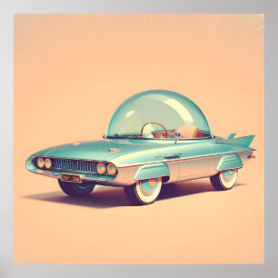 Atomistisches futuristisches Bubble-Blaster-Auto Poster