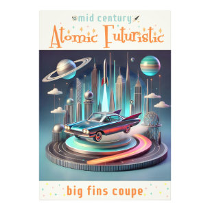 Atomistisches futuristisches Coupe-Auto mit großen Fotodruck