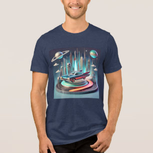 Atomistisches futuristisches großes Flossen-Coupé- Tri-Blend Shirt