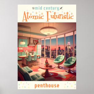 Atomistisches futuristisches Penthouse-Apartment Poster
