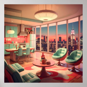 Atomistisches futuristisches Penthouse-Apartment Poster