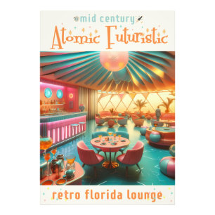 Atomistisches futuristisches Retro-Florida-Wohnzim Fotodruck