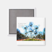 Atomium Brussels Aquarell Magnet (Vorderseite/Rückseite)