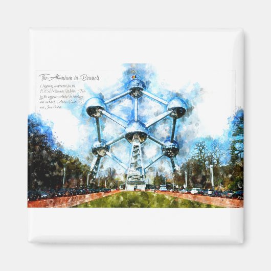 Atomium Brussels Aquarell Magnet (Vorne)
