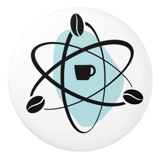 Atomkaffeebohnen in den aquamarinen Fach-Zügen Keramikknauf (Vorderseite)