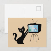 ATOMKATZE & ALTES TV-GERÄT RETRO POSTKARTE (Vorne/Hinten)