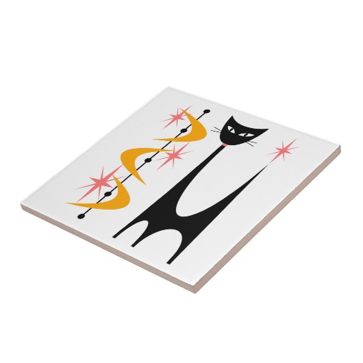 Atomkatze aus der Mitte des Jahrhunderts mit gelbe Fliese (Seite)