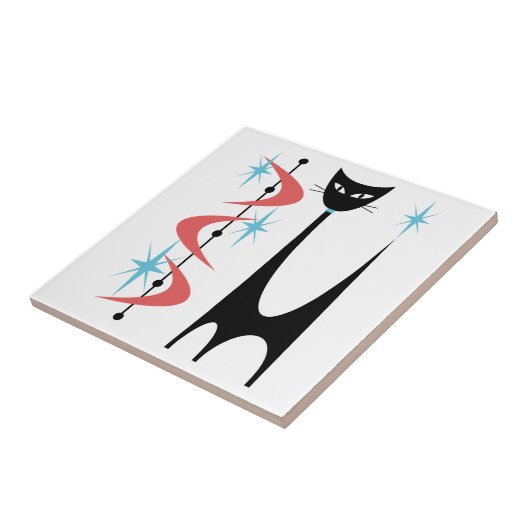 Atomkatze aus der Mitte des Jahrhunderts mit Pink Fliese (Seite)