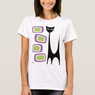 Atomkatze aus der Mitte des Jahrhunderts und Lila T-Shirt
