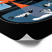 Atomkatze mit Fischschüssel Mitte Jahrhundert Mode Poster (Ecke)