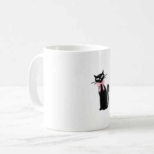 Atomkatze mit rosa Katzenkatze Girly Clean Girl Ki Kaffeetasse (Vorderseite Links)