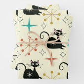 Atomkatze Mitte des Jahrhunderts mit Sternexplosio Geschenkpapier Set (Beispiel)