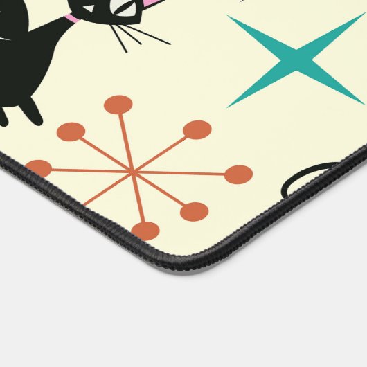 Atomkatze Mitte des Jahrhunderts mit Sternexplosio Schreibtischunterlage (Ecke)