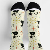 Atomkatze Mitte des Jahrhunderts mit Sternexplosio Socken (Oben)