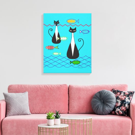 Atomkatzen Fischen Leinwanddruck (Insitu (Wohnzimmer))