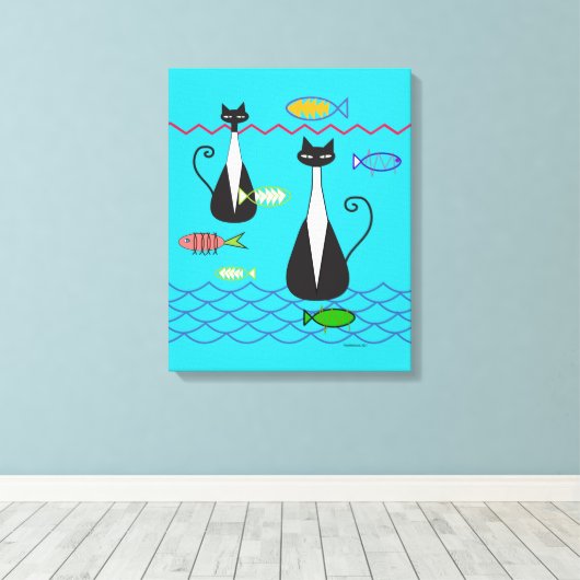 Atomkatzen Fischen Leinwanddruck (Insitu (Holzboden))