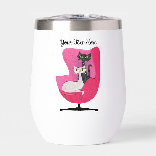 Atomkatzen Grüngelbe Augen Rosa Vintager Stuhl (Vorderseite)