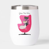 Atomkatzen Grüngelbe Augen Rosa Vintager Stuhl (Rückseite)