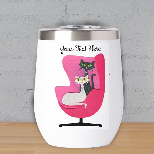 Atomkatzen Grüngelbe Augen Rosa Vintager Stuhl