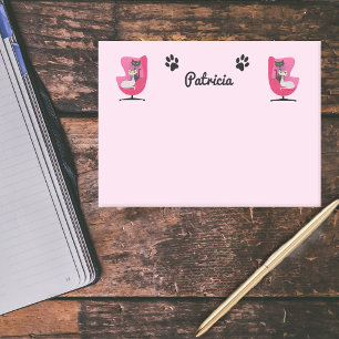 Atomkatzen in rosa Stuhl Pfotenabdrücke Blassrosa Post-it Klebezettel