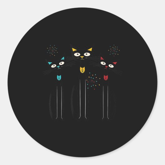 Atomkatzen Pink Bows Schwarze Kätzchen Mcm Girl Runder Aufkleber (Vorderseite)