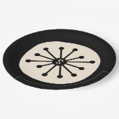 Atomkern Niedlicher Retro-Schwarz-Punkt Pappteller (Schrägansicht)